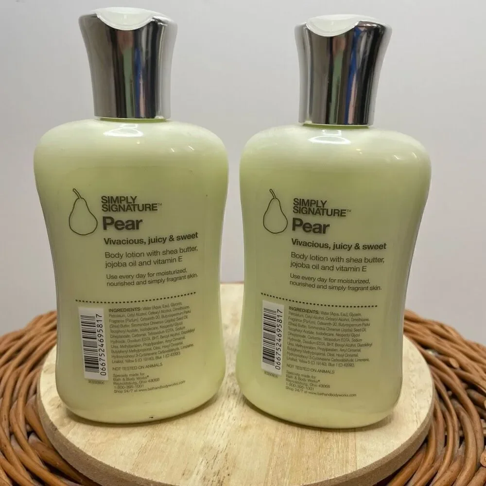 Bath & Body Works Simply Signature Pear Body Lotion 8oz. X 2 RARE Lot Bundle